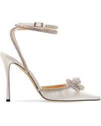 mach & mach double bow silk satin pumps