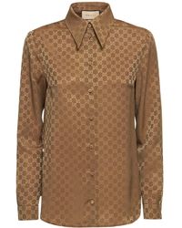 Gucci - Exquisite gg Silk Crêpe Shirt - Lyst