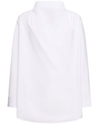 Jil Sander - Draped Neck Cotton Poplin Shirt - Lyst