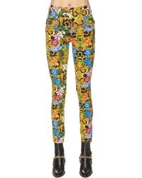 Versace Jeans Printed Cotton Denim Jeans - Blue