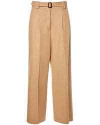 Weekend by Maxmara - Pino Belted Cotton Canvas Wide Pants - Lyst