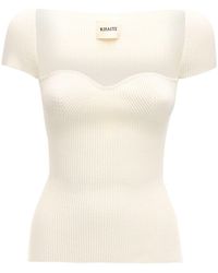 Khaite Geripptes Viskosemischhemd "ista Cap" - Weiß