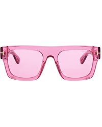 Tom Ford Eckige Sonnenbrille Aus Acetat "fausto" - Pink
