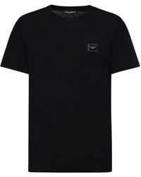 Dolce & Gabbana - Logo Plaque Cotton Jersey T-shirt - Lyst