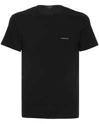 Versace Set: 2 T-shirts Aus Stretch-baumwolle - Schwarz