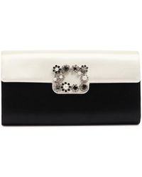 Roger Vivier - Lederclutch Mit Blumenschnalle "envelope" - Lyst
