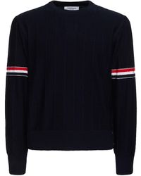 Thom Browne - Maglia girocollo relaxed fit in lana a costine - Lyst