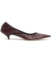 The Row - Elasticated Leather Kitten Heel Pumps - Lyst