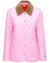 Burberry Quilted Buttoned Short Jacket W/ Logo - Pink