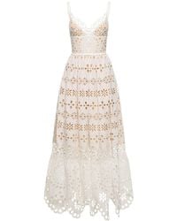 Elie Saab - Embroidered Cotton & Silk Long Dress - Lyst