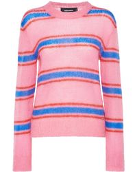DSquared² - Mohair Blend Striped Crewneck Sweater - Lyst