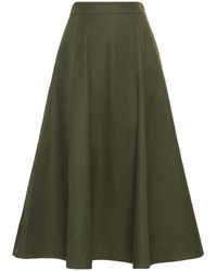MSGM Cotton Poplin Midi Skirt - Green