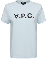 A.P.C. - Logo Print Cotton Jersey T-Shirt - Lyst