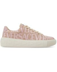 Versace - Greca Leather Low Top Sneakers - Lyst