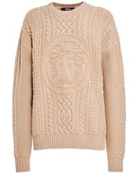 Versace - Medusa Embroidery Wool Knit Sweater - Lyst