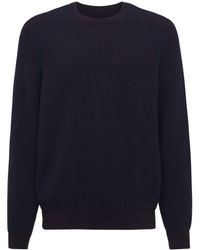 Sease Cashmere Ribbed Reversible Knit Sweater - Blue