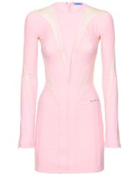 Mugler - Lvr Exclusive Jersey & Tulle Mini Dress - Lyst