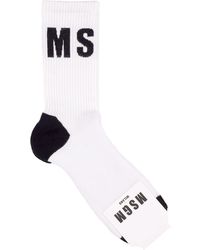 MSGM Socken Aus Baumwollmischung Mit Logointarsien - Weiß
