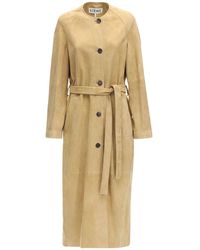 Loewe Manteau Ceinturé En Daim - Neutre