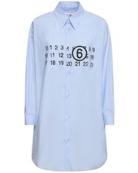 MM6 by Maison Martin Margiela - Cotton Poplin Logo Mini Shirt Dress - Lyst