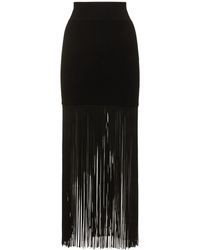 Galvan London - Fringed Knit Long Skirt - Lyst
