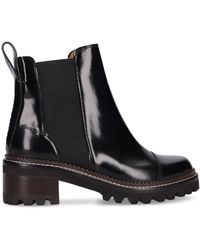 See By Chloé - 40mm Mallory Brushed Leather Ankle Boots - Lyst