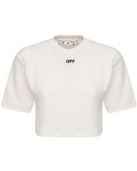 Off-White c/o Virgil Abloh - Off Cotton Blend Jersey T-shirt - Lyst