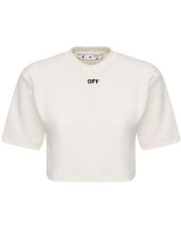 Off-White c/o Virgil Abloh - Off Cotton Blend Jersey T-shirt - Lyst