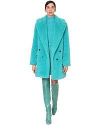 Max Mara Alpaca & Wool Midi Teddy Coat - Blue