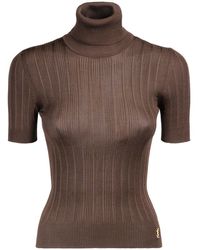 Saint Laurent - Silk Knit Turtleneck T-Shirt - Lyst