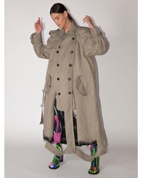 Maison Margiela Mantel mit Schnürung in Natur Damen Bekleidung Mäntel Regenjacken und Trenchcoats 