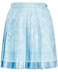Versace - Barocco Print Pleated Silk Mini Skirt - Lyst