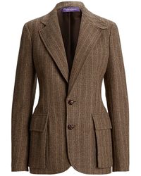 Sakkos und Anzugsjacken Ralph Lauren Collection Wolle Jacke Aus Wollgabardine in Natur Damen Bekleidung Jacken Blazer 