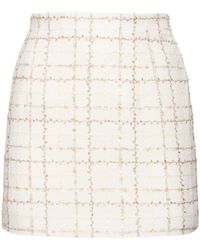 Alessandra Rich - Sequined Checked Tweed Mini Skirt - Lyst