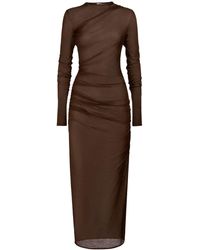 Saint Laurent - Transparent Wool Blend Long Dress - Lyst