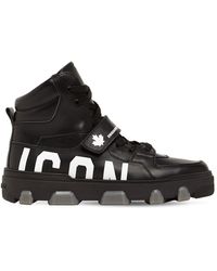 DSquared² Leather Big Tongue High Top Sneakers for Men | Lyst