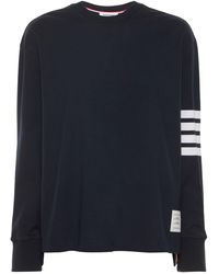 Thom Browne - Cotton Jersey Over Sweatshirt W/ Stripe - Lyst