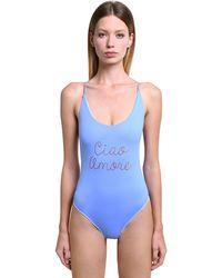 Giada Benincasa Costume Intero Con Ricami - Blu
