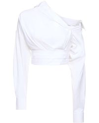 Alexander Wang - Wrapped Front Cropped Cotton Shirt - Lyst