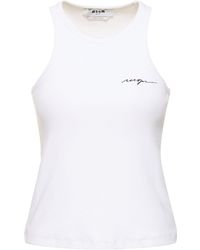 MSGM - Ribbed Stretch Cotton Tank Top - Lyst