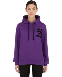MAKE MONEY NOT FRIENDS Felpa In Cotone Con Cappuccio - Viola