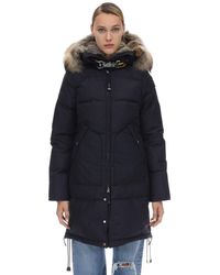 Parajumpers Piumino Lungo "Bear" Con Pelliccia - Blu