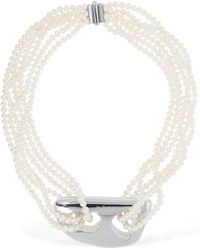 Eera - Stone Silver & Pearl Collar Necklace - Lyst