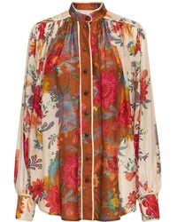 Zimmermann - Ginger Relaxed Fit Buttoned Silk Blouse - Lyst