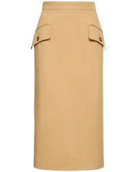 Alberta Ferretti - Cotton Gabardine Pencil Skirt W/Pockets - Lyst