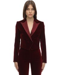 Hebe Studio Blazer Cropped "Charlie" In Velluto E Raso - Viola