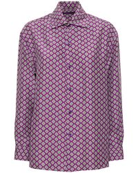Ralph Lauren Collection - Camicia stampata in seta cagney - Lyst