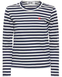 COMME DES GARÇONS PLAY - Striped Logo Cotton T-shirt - Lyst