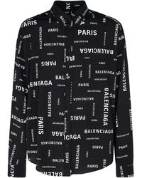 Balenciaga - Paris Allover Viscose Poplin Shirt - Lyst