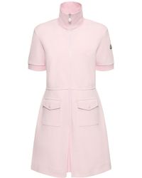 Moncler - Stretch Cotton Blend Piquet Polo Dress - Lyst